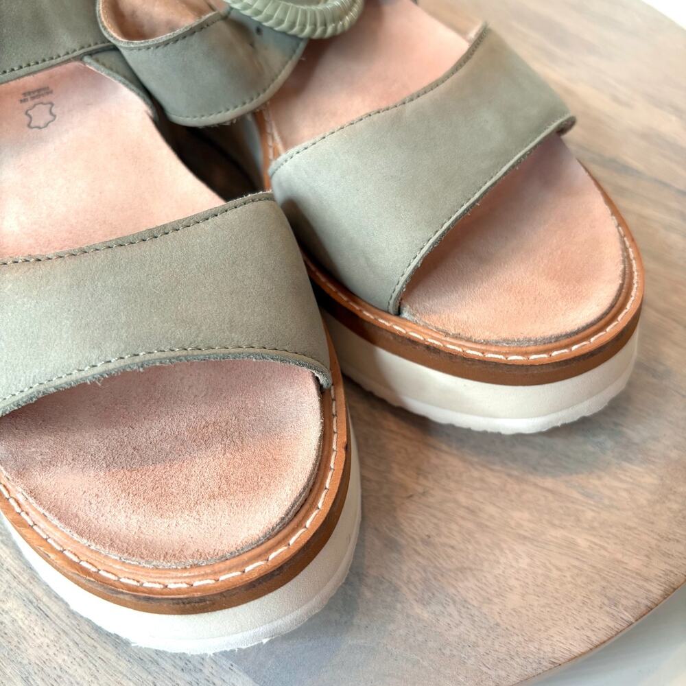 Naot Platform Wedge Sandals Green Nubuck Leather Slingback Women's Size 7 EU 38 - Picture 12 of 12
